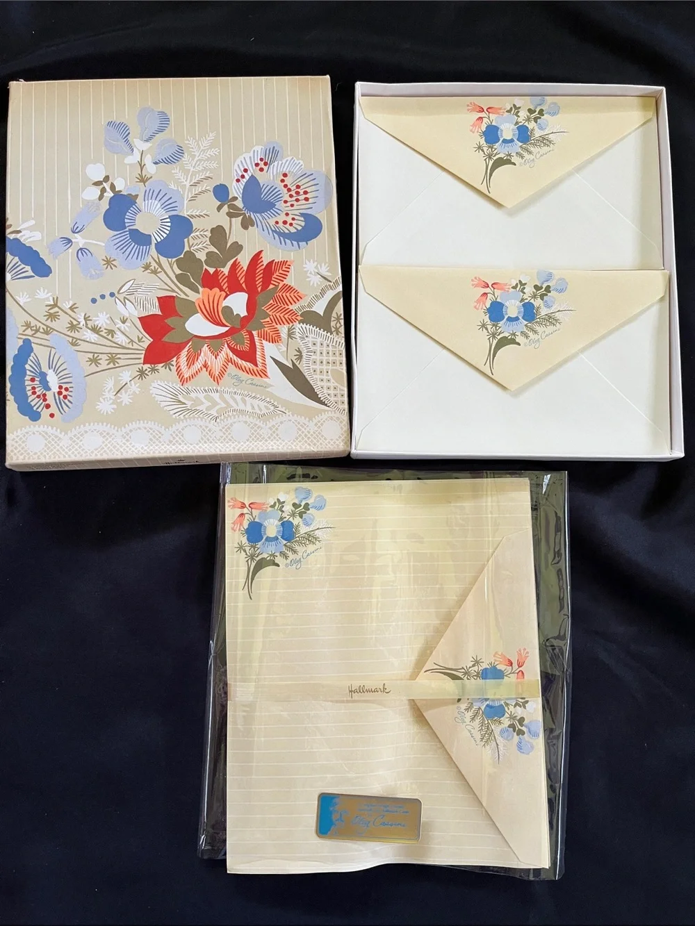 Vtg HALLMARK Oleg Cassini FLOWER DESIGN Stationary Mostly Full Box Floral Design